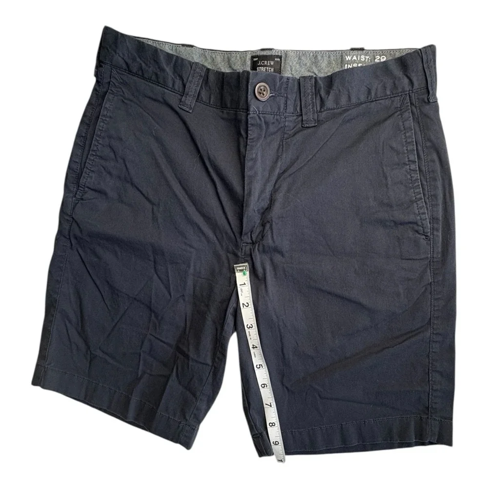 J.Crew Stretch Chino Shorts Mens 29 Navy Blue Flat Front 9